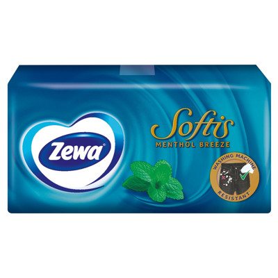 ZEWA SOFTIS MENTHOL, vienkartinės nosinės, 9 vnt