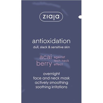 ZIAJA Acai uogu naktinė glotninanti veido ir kaukė, 7 ml