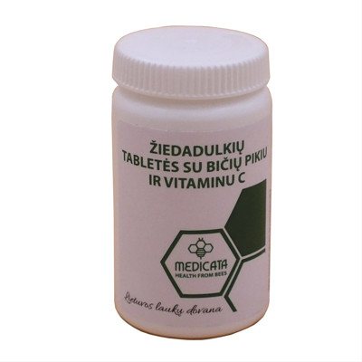 ŽIEDADULKIŲ TABLETĖS SU BIČIŲ PIKIU IR VITAMINU C, 20 tablečių
