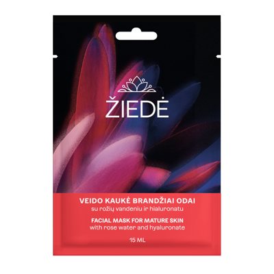 Žiedė veido kaukė brandžiai odai su rožių vandeniu ir hialuronatu, 15 ml