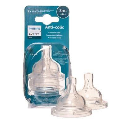 Žindukas AVENT "Anti-colic" silikoninis vidutinė tėkmė (3) N2 SCY763/02