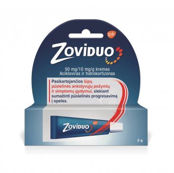 ZoviDuo 50 mg/10 mg/g kremas, galiojimas 2027.01.31, 2 g
