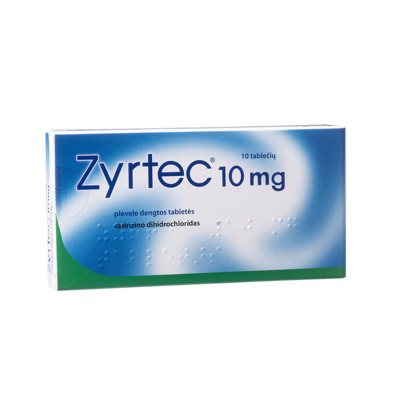 ZYRTEC, 10 mg, plėvele dengtos tabletės, (l.imp), N10